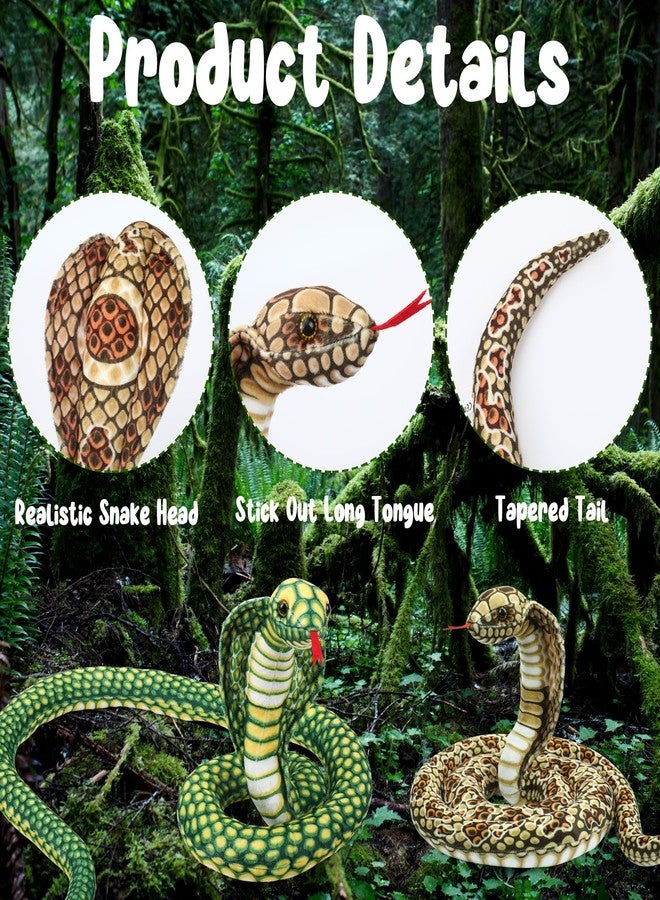 Romart Cobra Snake Stuffed Animals: 67-inch Large Realistic Cobra Plush Toy Giant Long Lifelike Stuffed Animals Snake Plushie Gifts for Kids Boys Girls Christmas, Wild Animals Party Decor (Brown) - Image 4